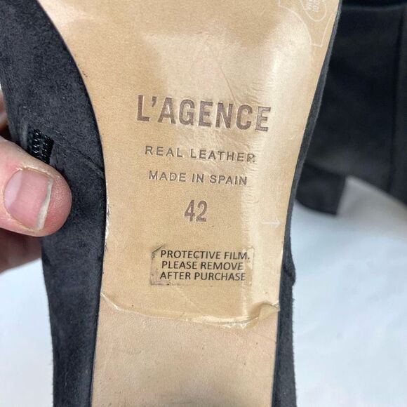 New L’AGENCE  Women Jeanne Pointed Toe
Graphite Gray Brown Suede Bootie - Picture 10 of 11